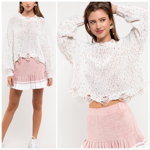 POL Winter's Favorite Confetti Distressed Sweater - Picture 3 of 11